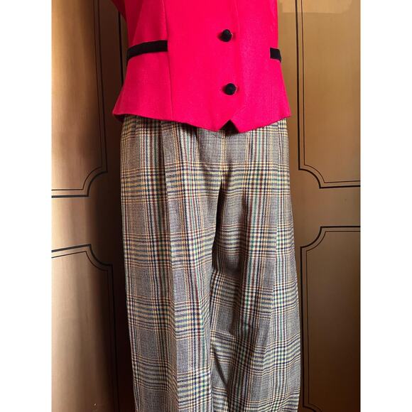 Vintage Moschino plaid pants in cashmere and virgin wool, size 6 - Picture 2 of 7